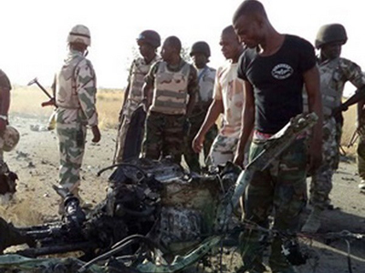 Hiện trường một vụ đánh bom ở Maiduguri.